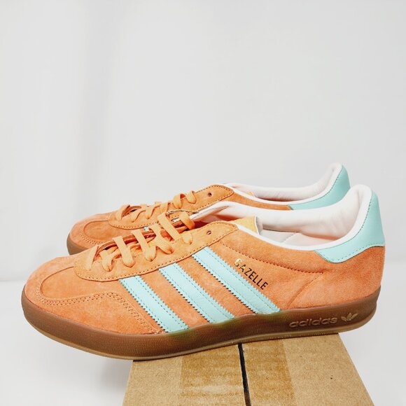 Adidas Gazelle Indoor Casual Low-top Sneakers Orange Mint IH7499 Sz 10 NWOB - Picture 6 of 9
